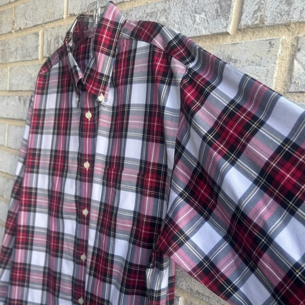 Brooks Brothers Madison Long Sleeve Button Front Plaid Shirt Men's Size L